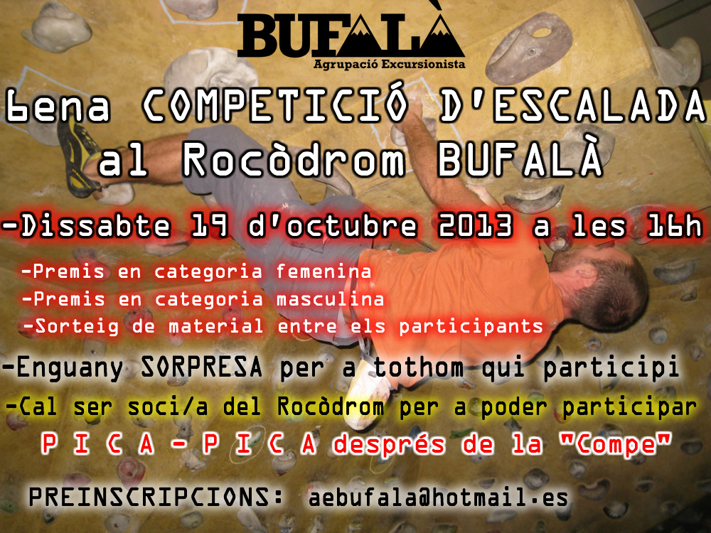 Explèndida la 6a COMPETICIÓ d’escalada al ROCÒDROM Bufalà Explèndida la 6a COMPETICIÓ d’escalada al ROCÒDROM Bufalà