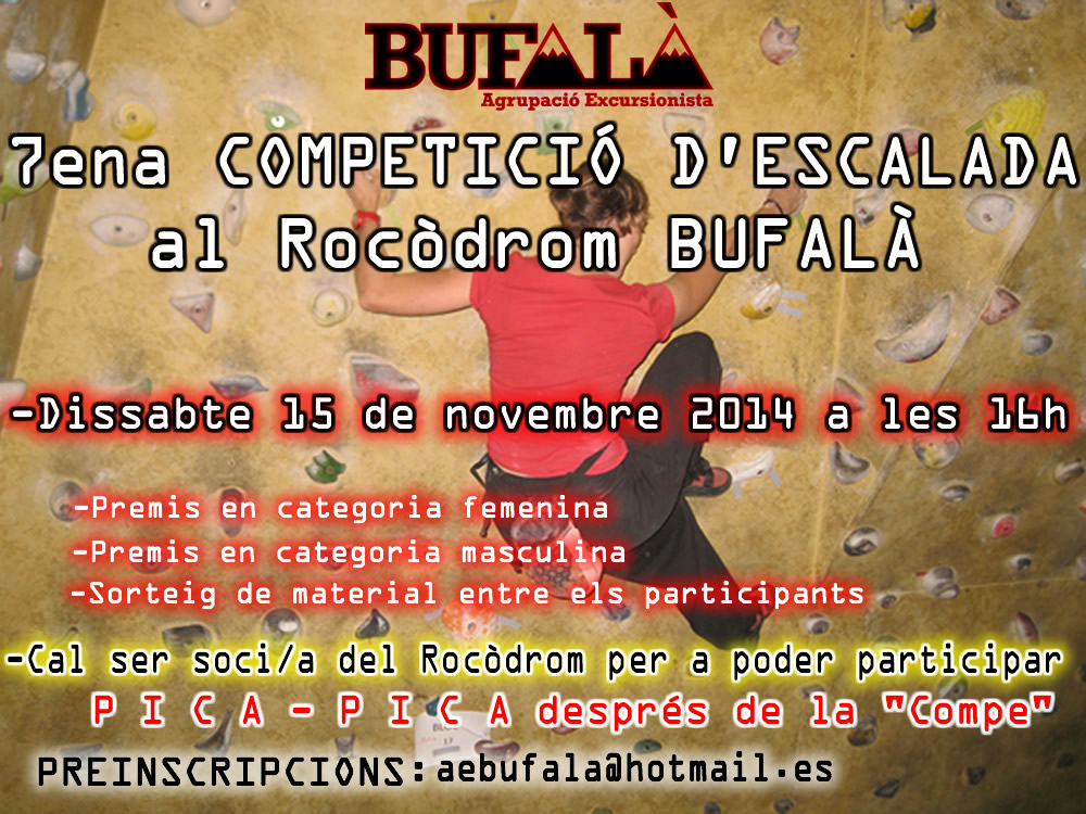 7a COMPETICIÓ D’ESCALADA al ROCÒDROM de Bufalà