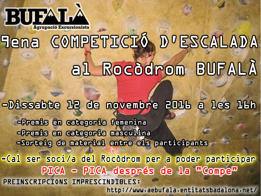 9ena COMPETICIÓ D’ESCALADA AL ROCÒDROM DE BUFALÀ