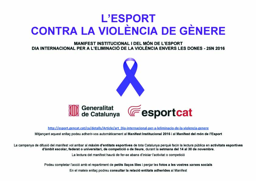 ADHESIÓ DE L’agrupació Excursionista Bufalà AL MANIFEST INSTITUCIONAL PER A L’ELIMINACIÓ DE LA VIOLÈNCIA ENVERS LES DONES