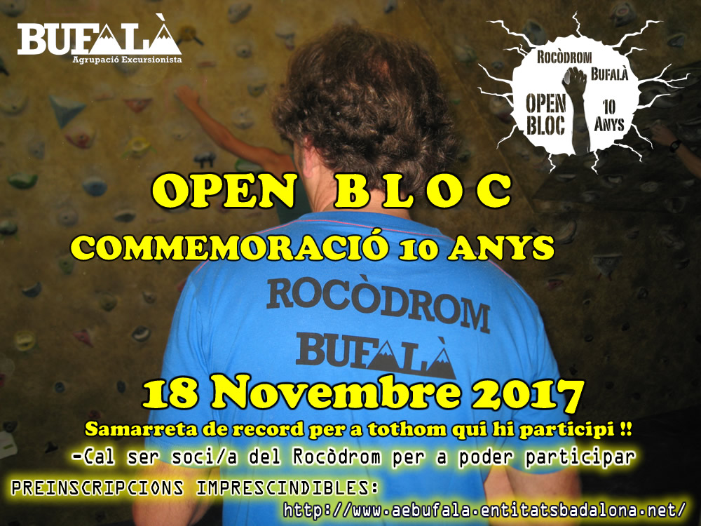 OPEN BLOC – COMMEMORACIÓ 10 ANYS de COMPETICIONS al Rocòdrom Bufalà