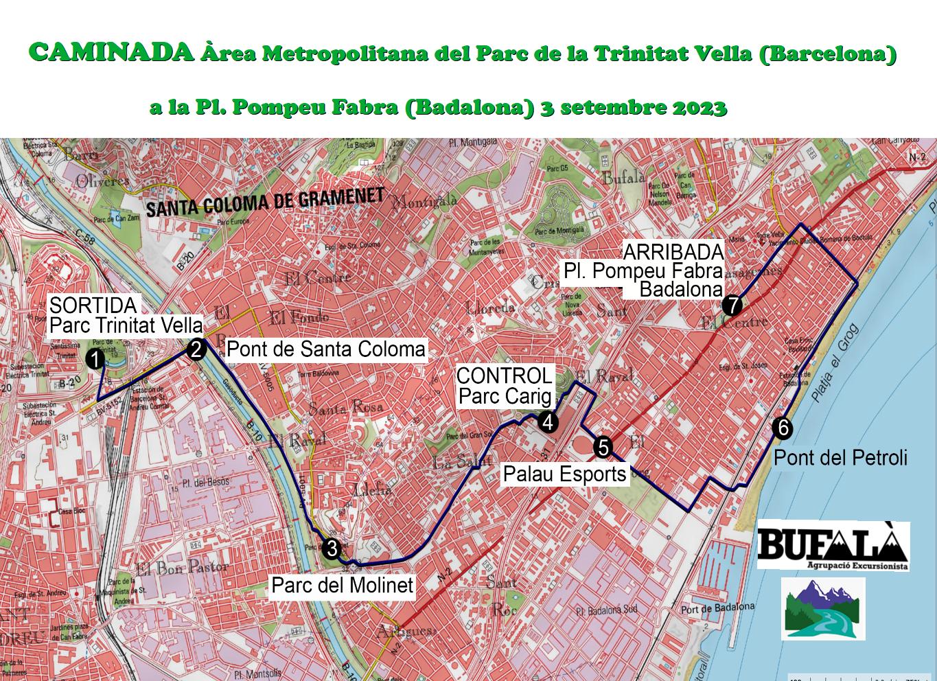 Caminada a l’Àrea Metropolitana del Parc de la Trinitat Vella (Barcelona) a la Pl. Pompeu Fabra (Badalona) (Versió presencial)