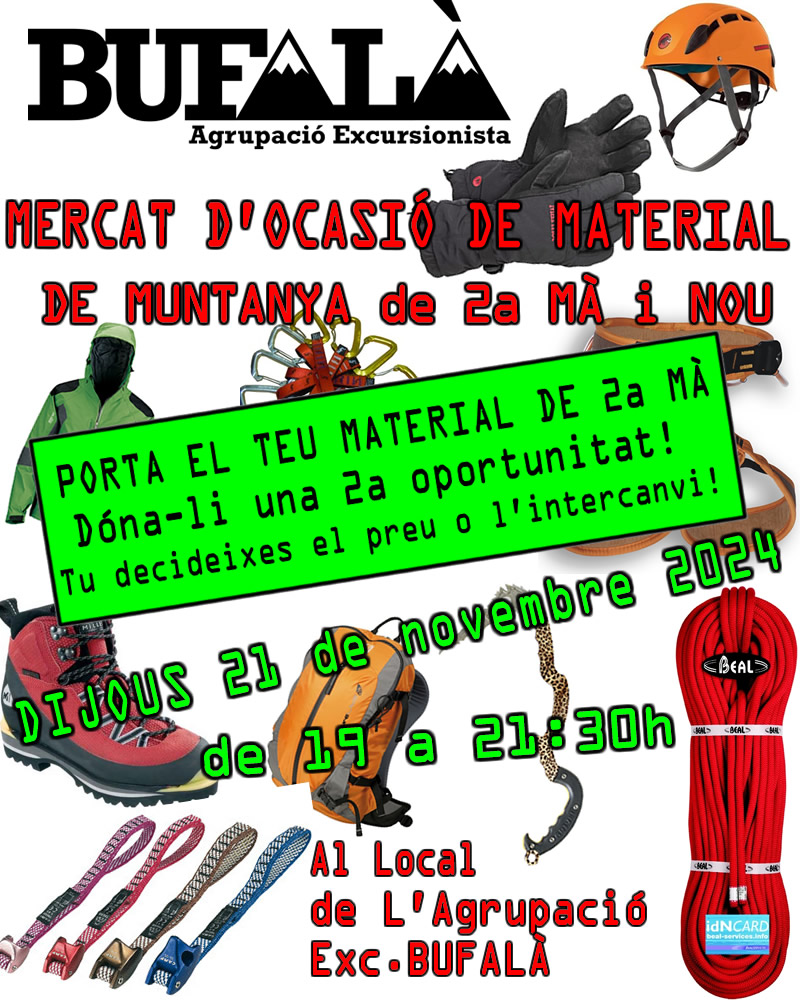 MERCAT D’OCASIÓ DE MATERIAL DE MUNTANYA